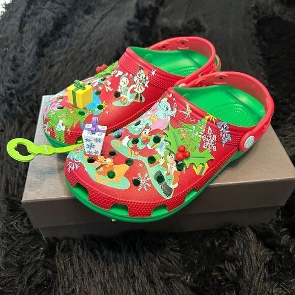 CROCS holidays Xmas Christmas Mickey and friends clogs mules sandals shoes new - Picture 5 of 6